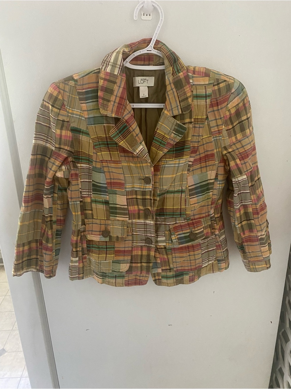 LOFT Multicolor Plaid Tailored Blazer Jacket